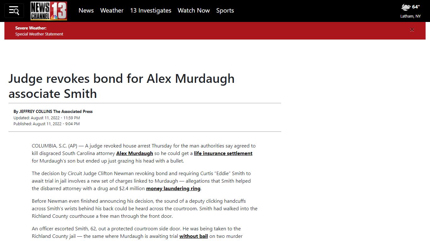 Judge revokes bond for Alex Murdaugh associate Smith